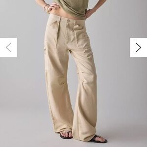 Lioness Beige Cargo Linen Pants